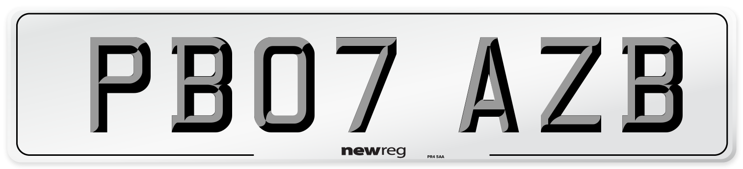 PB07 AZB Number Plate from New Reg